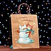 Пакет подарочный крафтовый "КОТОстрофически классный подарок"